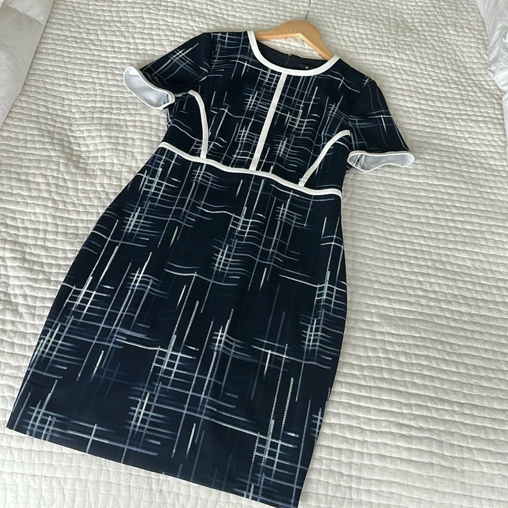 NWT Badgley Mishka navy and white dress